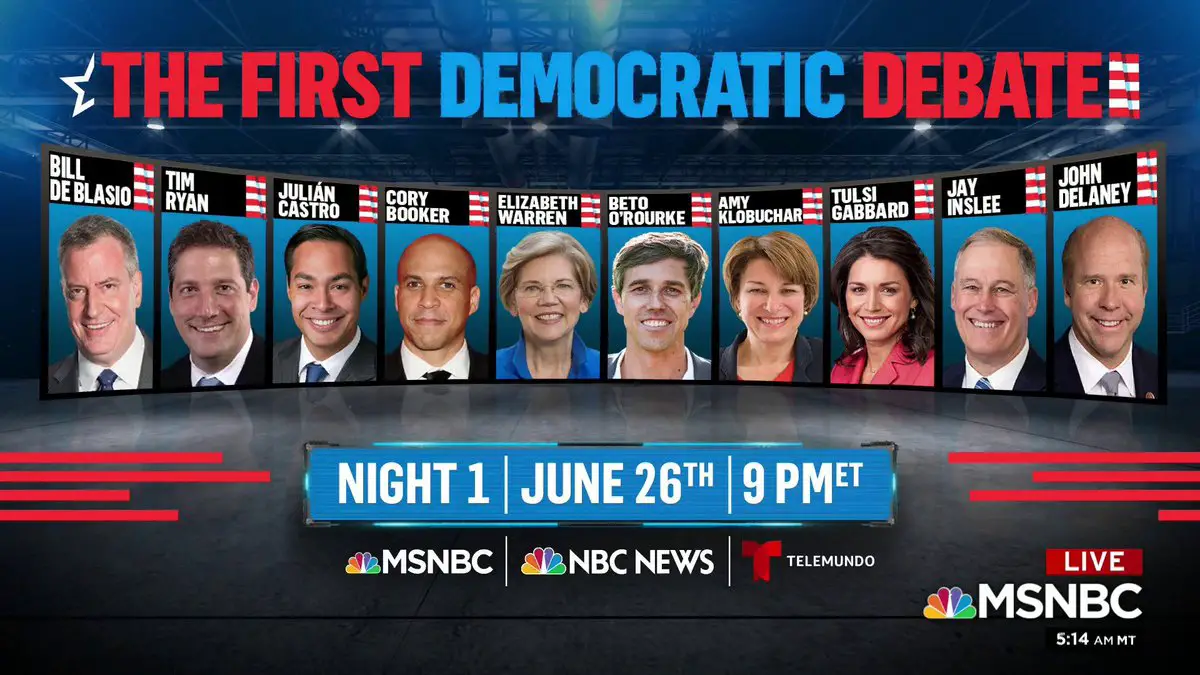 First Democratic Debate June 26 Podium Order