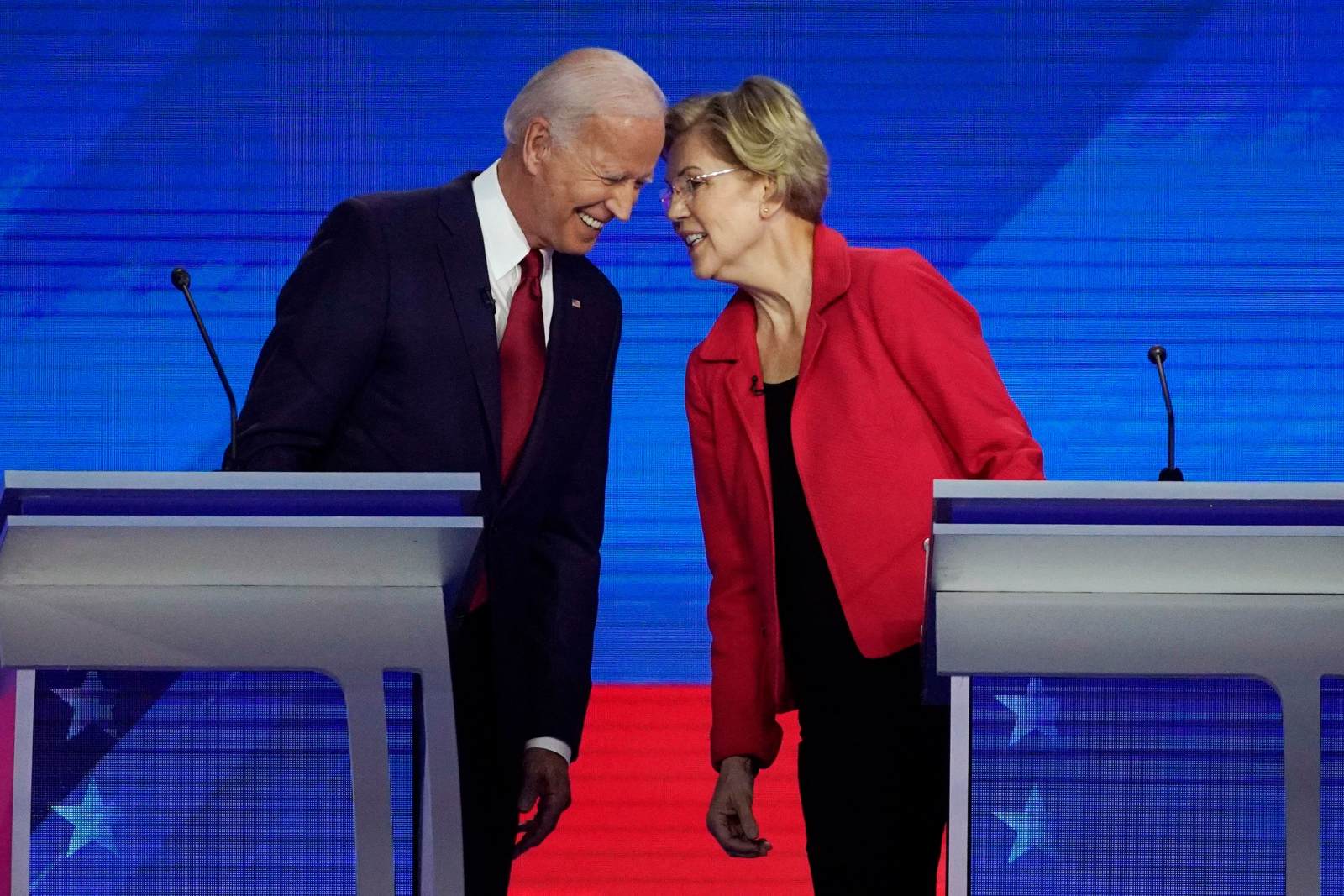 Biden Warren October Debate Stage